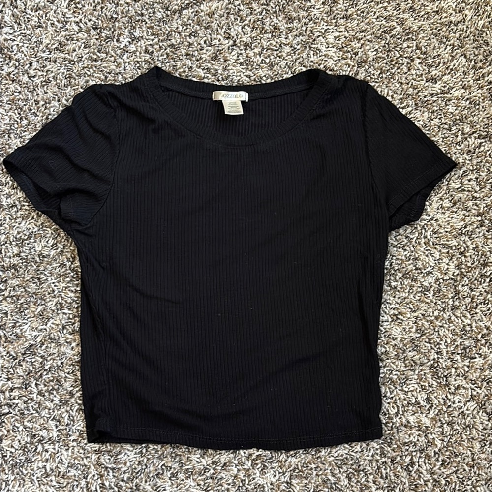 Bozzolo Black Ribbed Women's Top